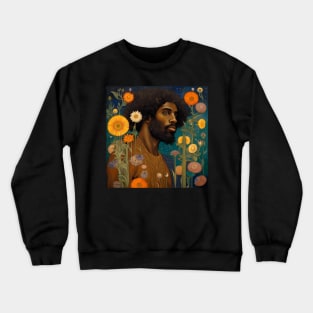 Handsome Black Man and Flowers Crewneck Sweatshirt